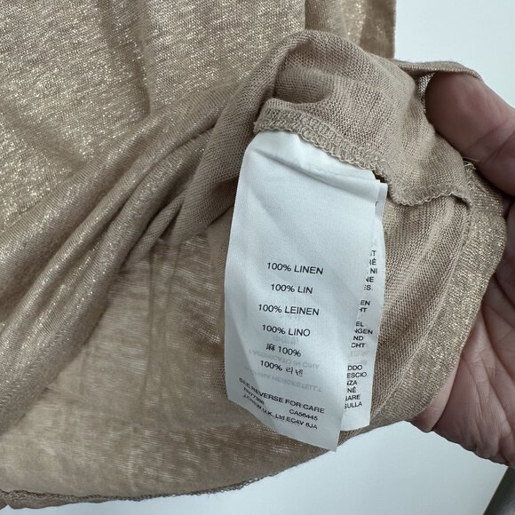 J. Crew Women's Blouse Metallic Gold 100% Linen Size small - Picture 3 of 4
